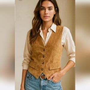 Vintage ADA Genuine Leather Vest Suede Leather Tailored Western-Inspired. Size M